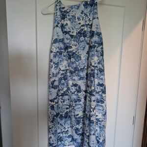 Floral Blue and White Sleeveless Dress A&F